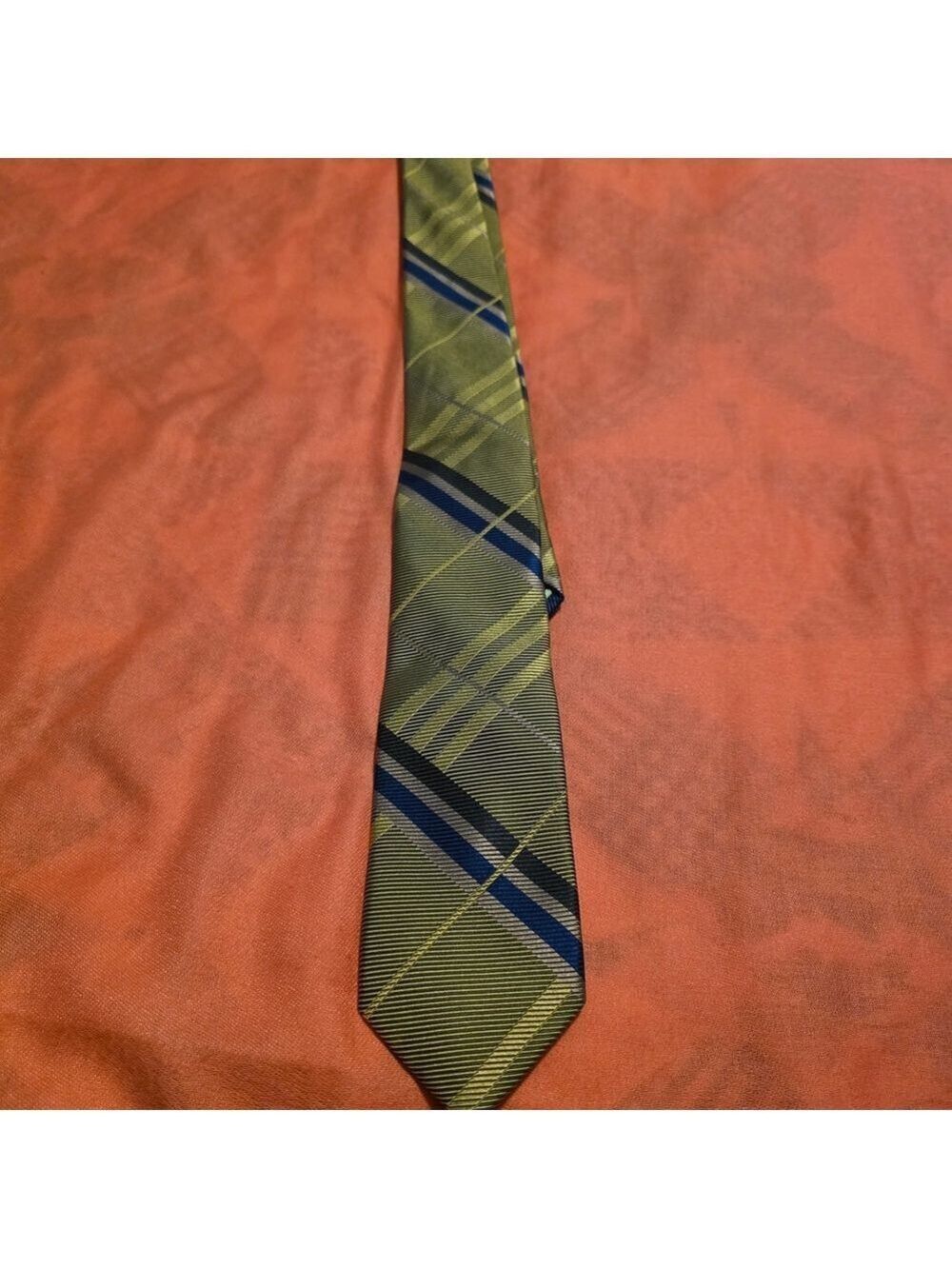 4/$25 Deal! Elegant Plaid Tie in Olive and Navy